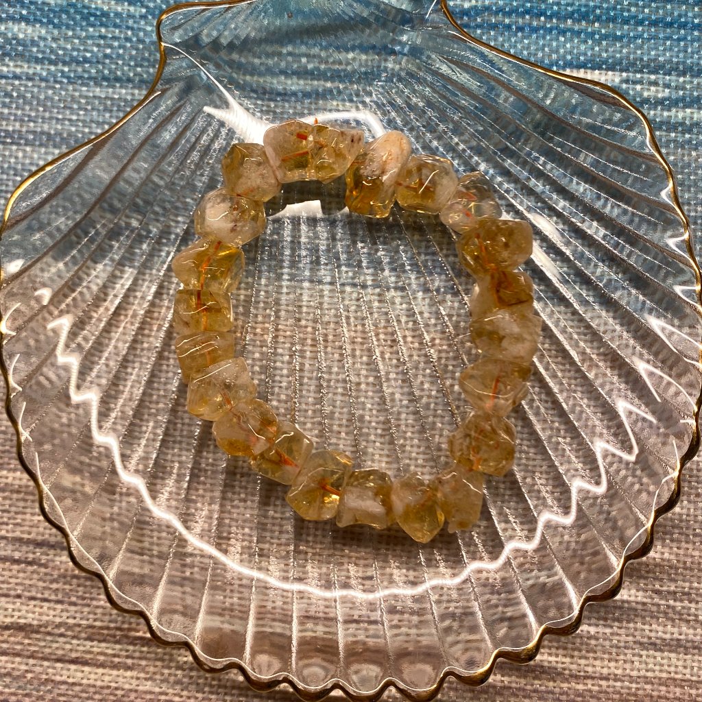 M125 High Grade Gorgeous Yellow Citrine Giant Rock Chip Bracelet Tumble Stone